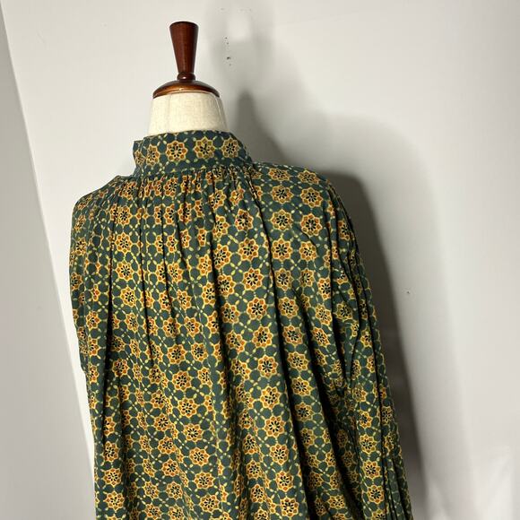 Madam Hall Women's Tunic Yellow Mini Indian Block Print Cotton Artisan Boho - Picture 7 of 10
